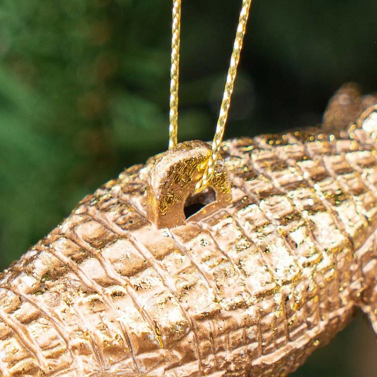 Ёлочная игрушка Золотой крокодил Hanger Crocodile Gold 16 cm