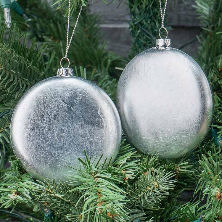 Набор из двух ёлочных игрушек Диски с оленем и совой Set Of 2 Glass Deer And Owl Disces White/Brown 11 cm