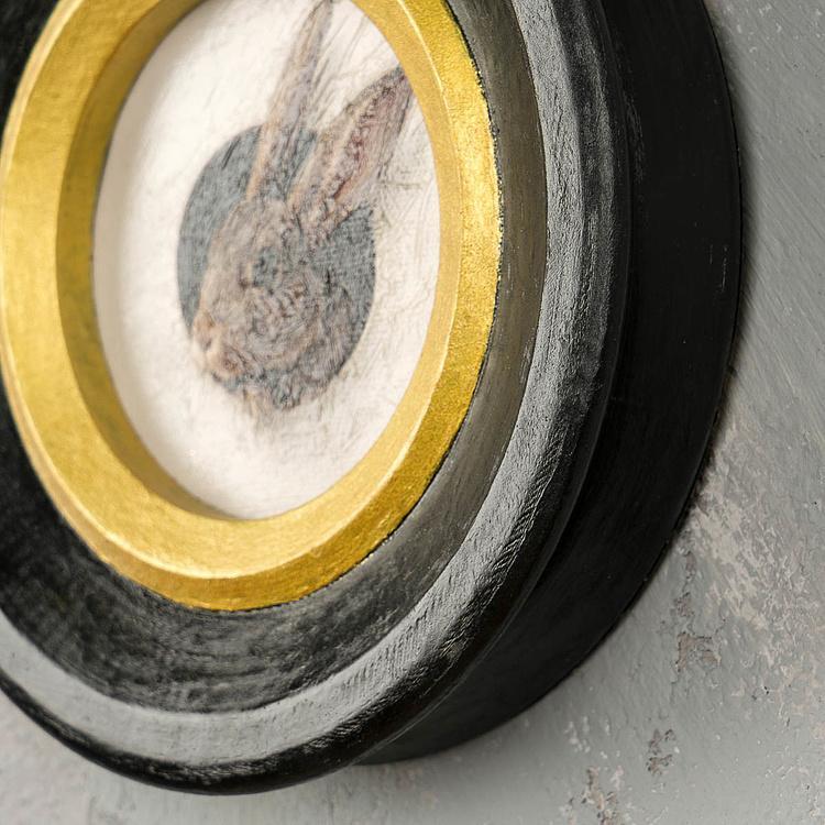Картина в круглой раме Серый заяц Gray Hare Painting In Round Frame