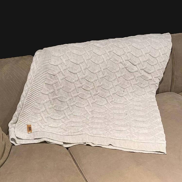 Бежевый шерстяной плед Вермонт в вязаном тубусе, 130x180 см Vermont Plaid Dark Beige 130x180 cm