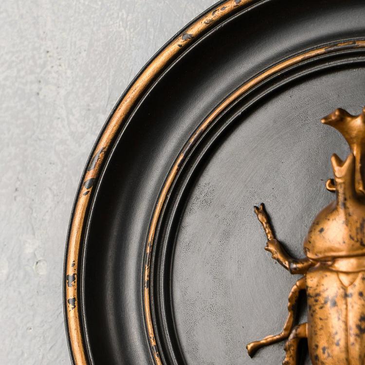 Настенное украшение Жук-носорог золотой на чёрном Rhinoceros Beetle In Frame Black And Gold