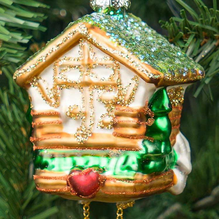 Ёлочная игрушка Часы с кукушкой Glass Hanger Cuckoo Clock 8 cm