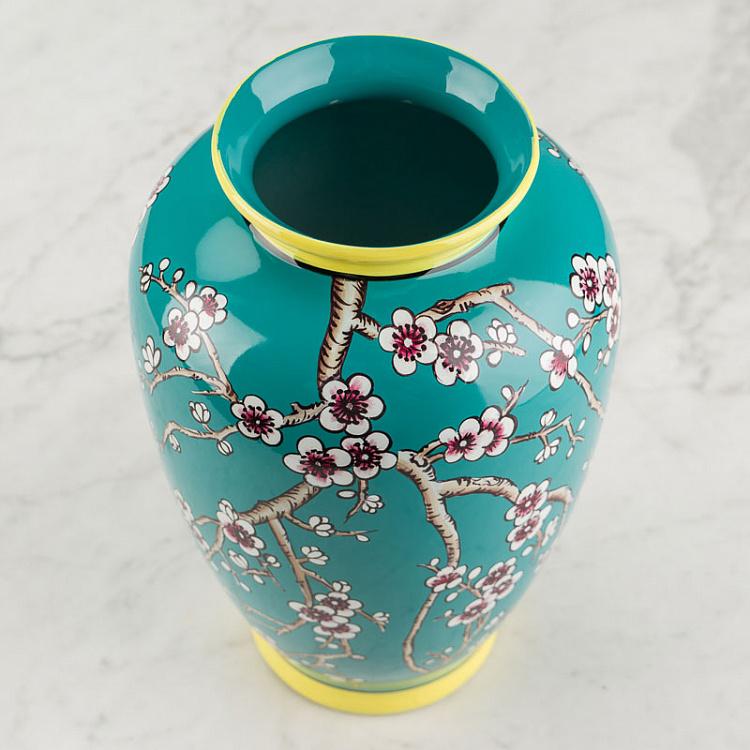 Ваза Сакура бирюзовая с жёлтым Vase Sakura Blue Yellow