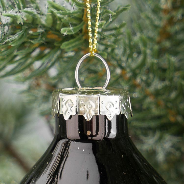 Набор из трёх ёлочных игрушек чёрного цвета Звездопад Set Of 3 Glass Starburst Ball Black 10 cm