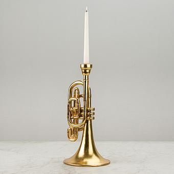 Trumpet Candle Holder Gold