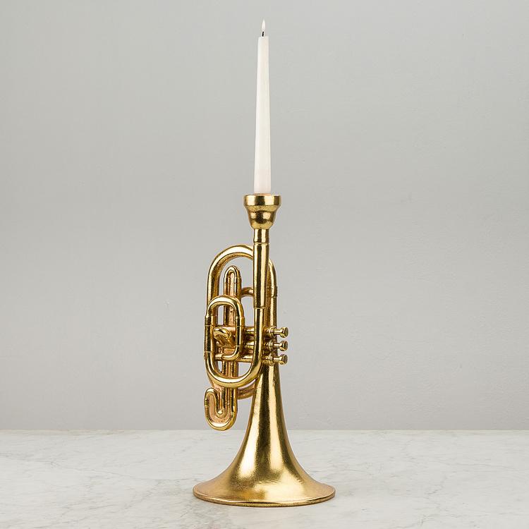 Подсвечник Труба Trumpet Candle Holder Gold
