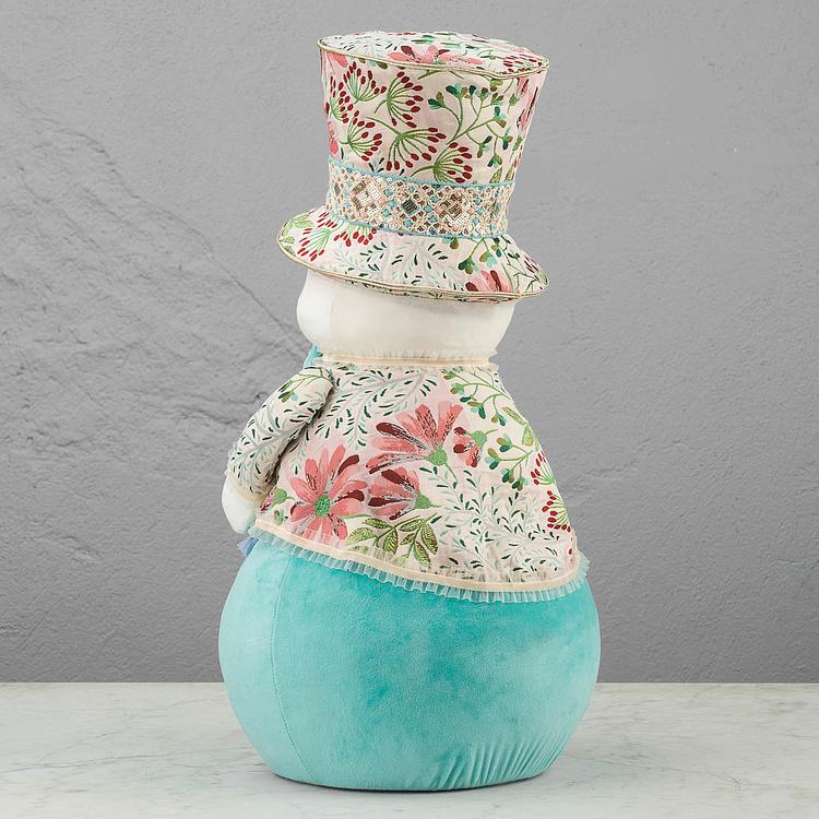 Статуэтка Снеговик в костюме и шляпе с цветочным узором Floral Snowman With Hat 65 cm