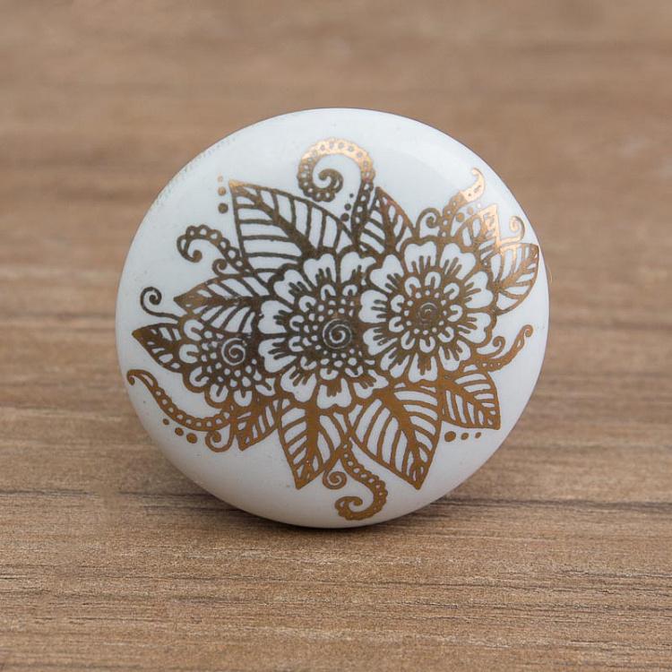 Мебельная ручка-кнопка Золотой цветок 2 Golden Flowers 2 Knob