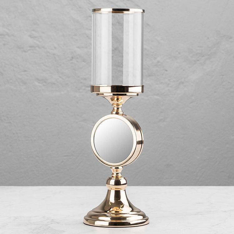 Металлический подсвечник с зеркалом Metal Mirror Candle Holder Gold