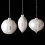Набор из 3-х ёлочных игрушек Set Of 3 Glass Lace And Pearl Crest Ball White 10 cm