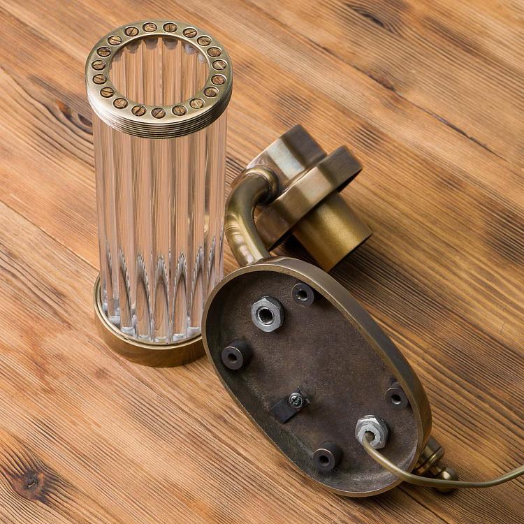 Бра из латуни со стеклянными стержнями Ватсон Watson Wall Lamp Brass Patina And Glass Tubes