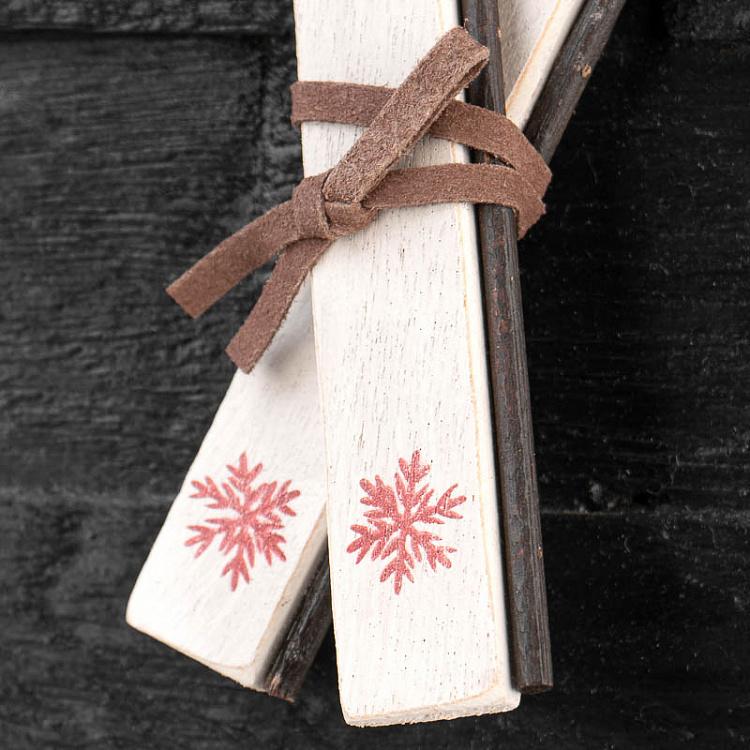 Подвесное украшение Белые лыжи Hanging Wooden White Ski 13 cm
