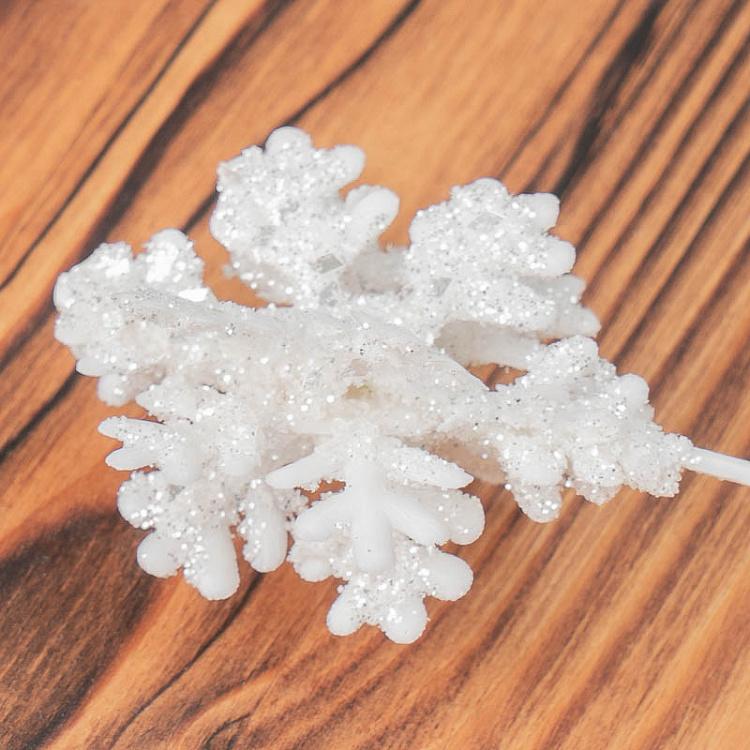 Гирлянда Белые снежинки с блёстками Glitter Snowflake Garland White 157 cm