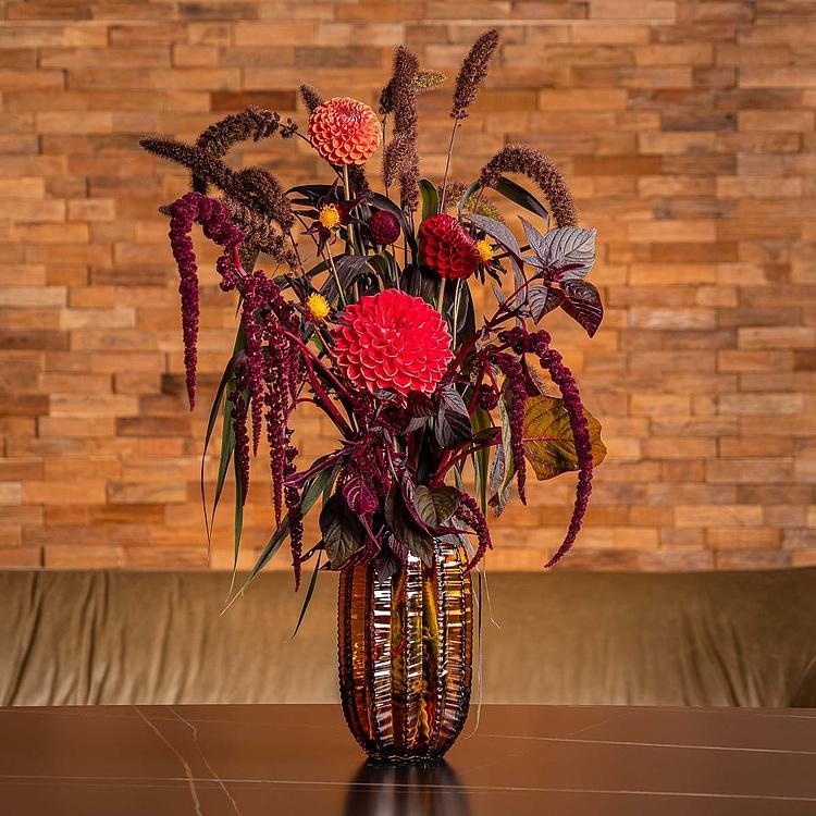 Ваза янтарного цвета Кактус, L Cactus Shape Amber Glass Vase Large