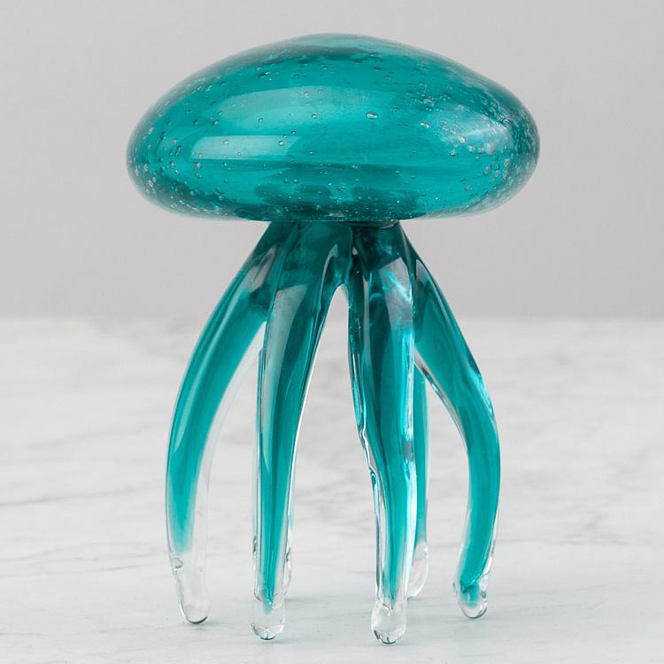 Статуэтка Стеклянная бирюзовая медуза, S Glass Turquoise Jellyfish Small