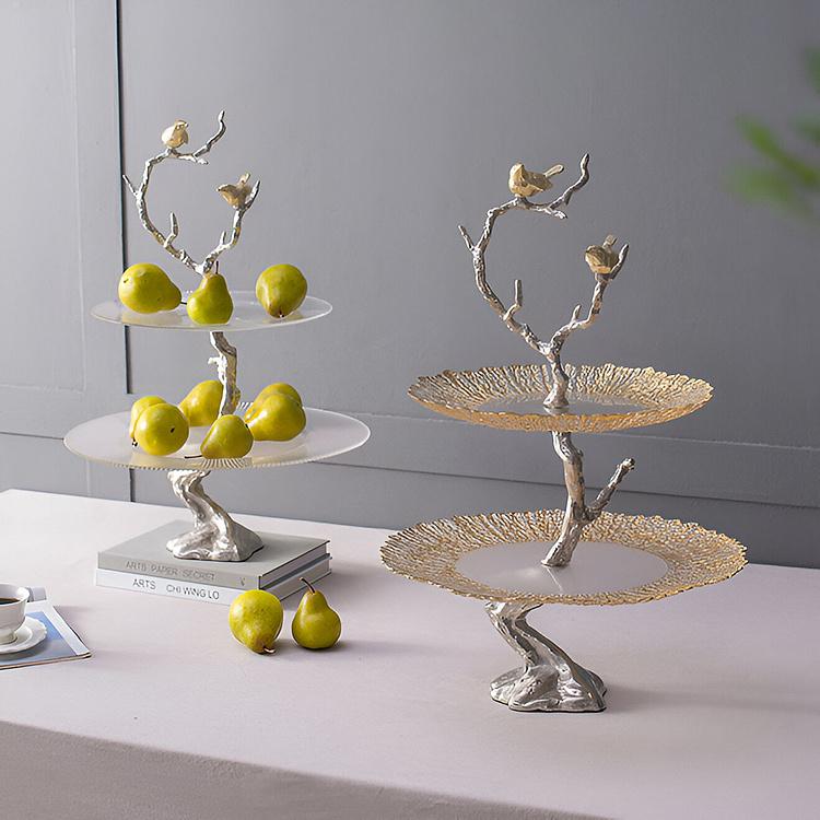 Двухуровневая сервировочная подставка с птицами Atelier 2 Tier Plates Clear