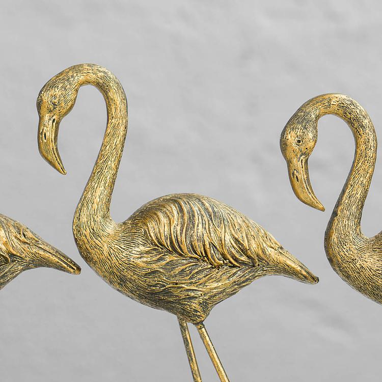 Подставка для мелочей Фламинго у зеркального пруда Golden Flamingos With Mirror Pond