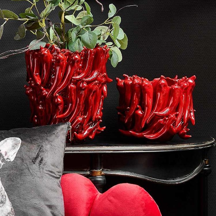 Красная ваза Перцы Чили, S Chili Bordeaux Red Vase Small