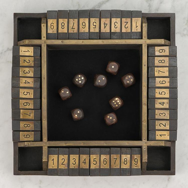 Настольная игра Закрой коробку на четверых Shut The Box Game 4 Players Wooden And Brass