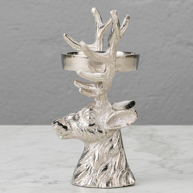 Подсвечник на одну свечу Олень Candle Stand Deer Silver