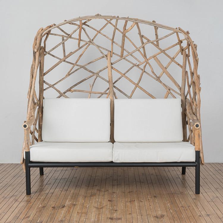 Двухместный диван Аутлайн c подушками F243G Outline Driftwood 2 Seater Wing Chair With Cushions