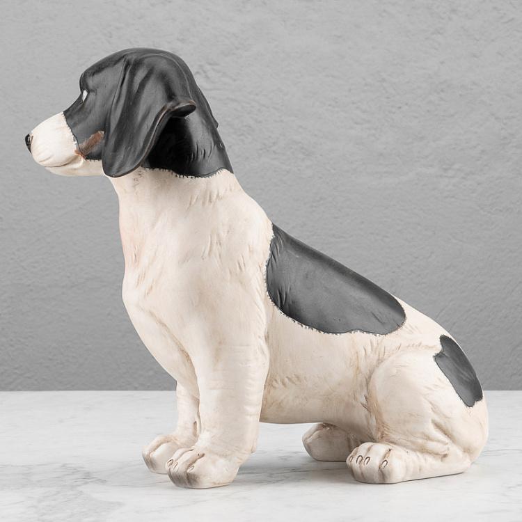 Статуэтка Сидящая чёрно-белая собака Sitting Dog Black And White
