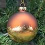 Ёлочная игрушка Glass Gold Leaf Bottom Ball Brown/Gold 8 cm
