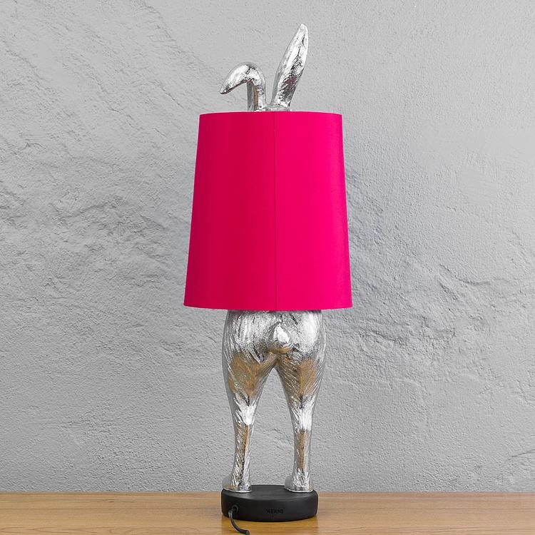 Настольная лампа Робкий кролик с розовым абажуром Table Lamp Hiding Bunny Pink