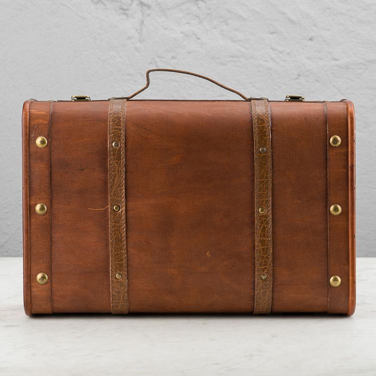 Набор из двух декоративных чемоданов из экокожи Set Of 2 Wood Suitcase Boxes Brown