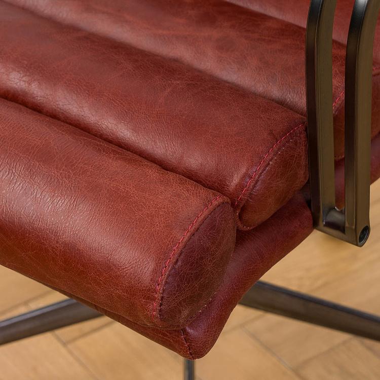 Рабочее кресло Турин, красно-коричневые подлокотники Ufficio Torino Armchair, Red Brown Wood D