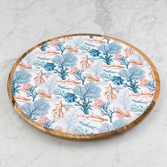 Coral Mango Wood Round Serving Plate Large