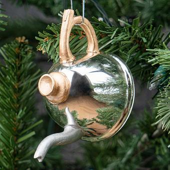 Glass Hanger Teapot Silver 10 cm