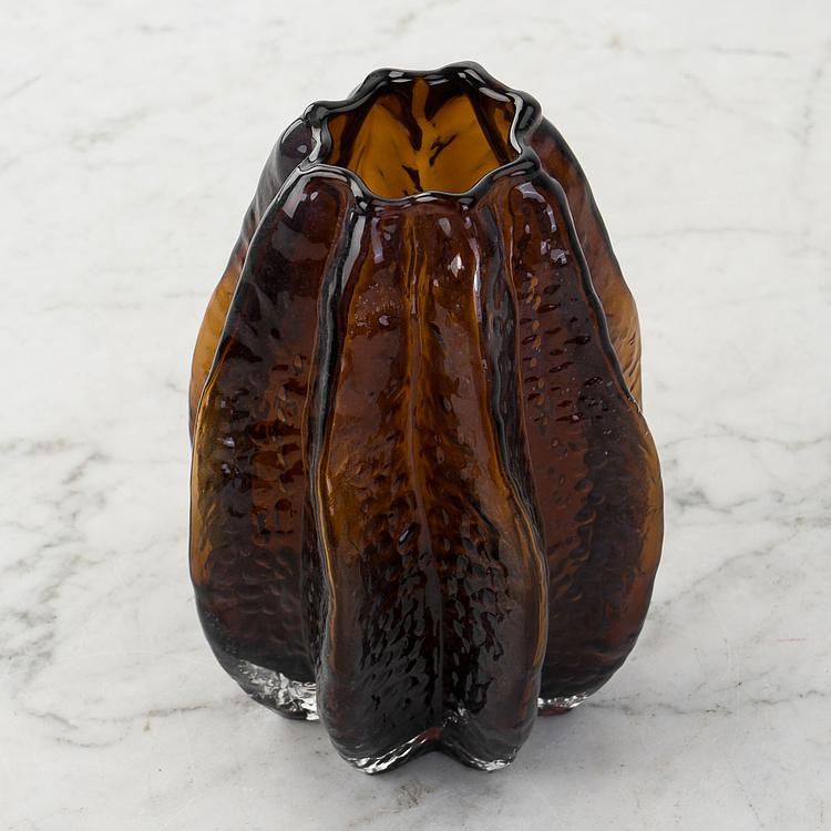 Ваза янтарного цвета Карамбола, S Carambola Shape Amber Glass Vase Small