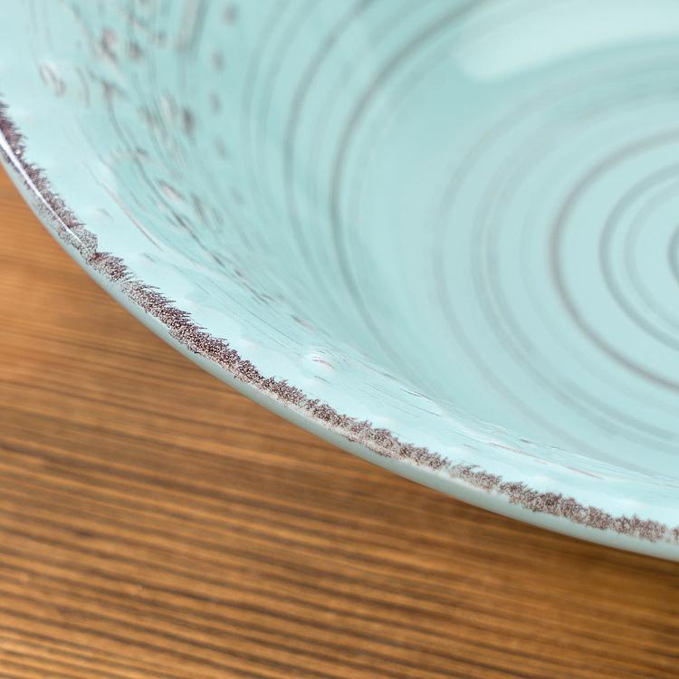 Сервировочная тарелка в деревенском стиле голубая Rustic Fare Serving Bowl Aqua