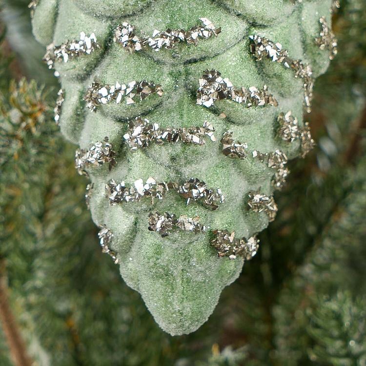 Ёлочная игрушка Матовая зелёная шишка Matte Pine Cone Green 15 cm