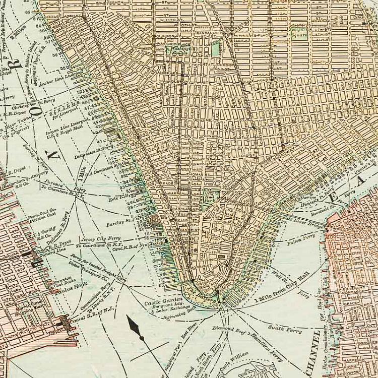Картина-принт Карта Нью-Йорка, S Map New York Small