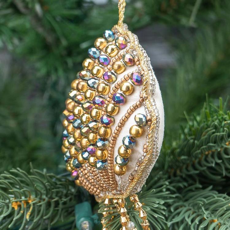 Ёлочная игрушка с бисерной вышивкой Медуза Embroidery Beads Jellyfish Gold/Multi 11 cm