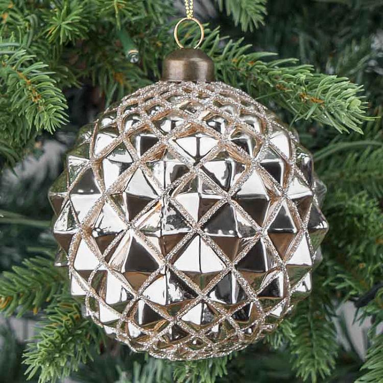 Ёлочная игрушка Золотой шар с узором сколов Chipped Ball Gold 10 cm
