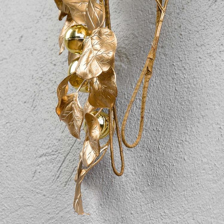 Гирлянда с золотыми шарами и листьями Ball Leaf Garland Gold 183 cm