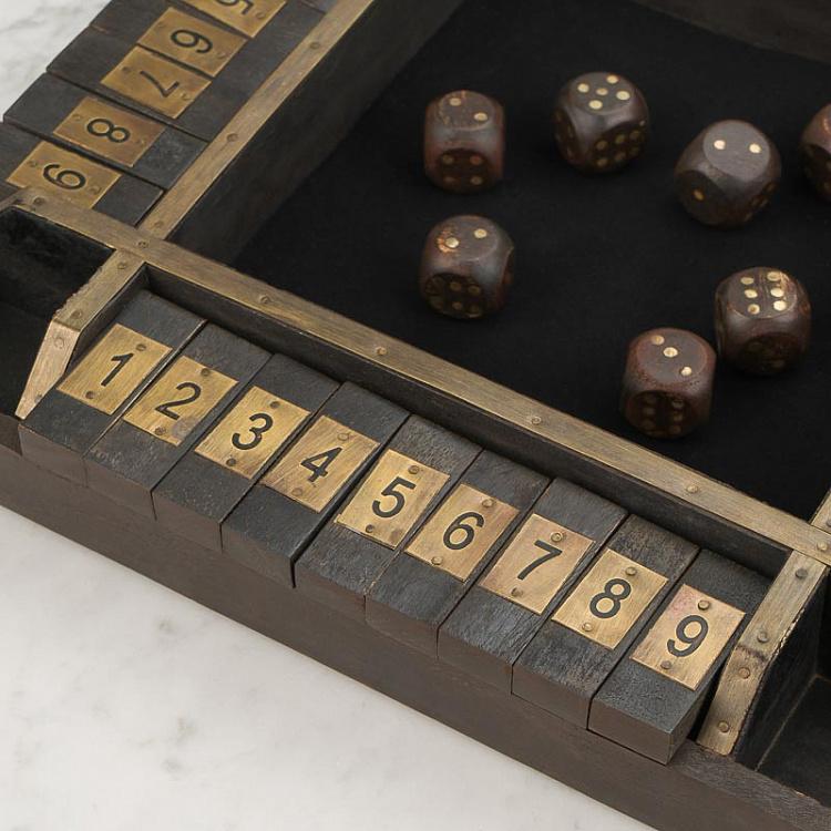 Настольная игра Закрой коробку на четверых Shut The Box Game 4 Players Wooden And Brass