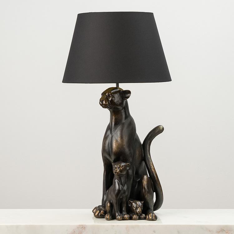 Настольная лампа с абажуром Пантера с котятами Panther With Her Baby Table Lamp With Shade
