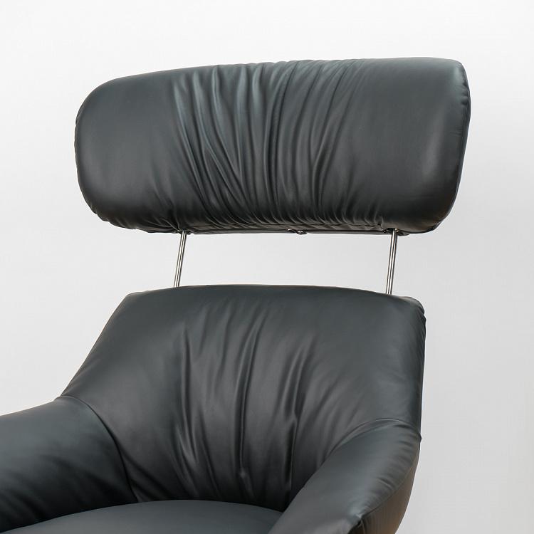 Вращающееся кресло Бельфьоре с подголовником, титановые ножки Belfiore Wing Swivel Armchair, Titanium
