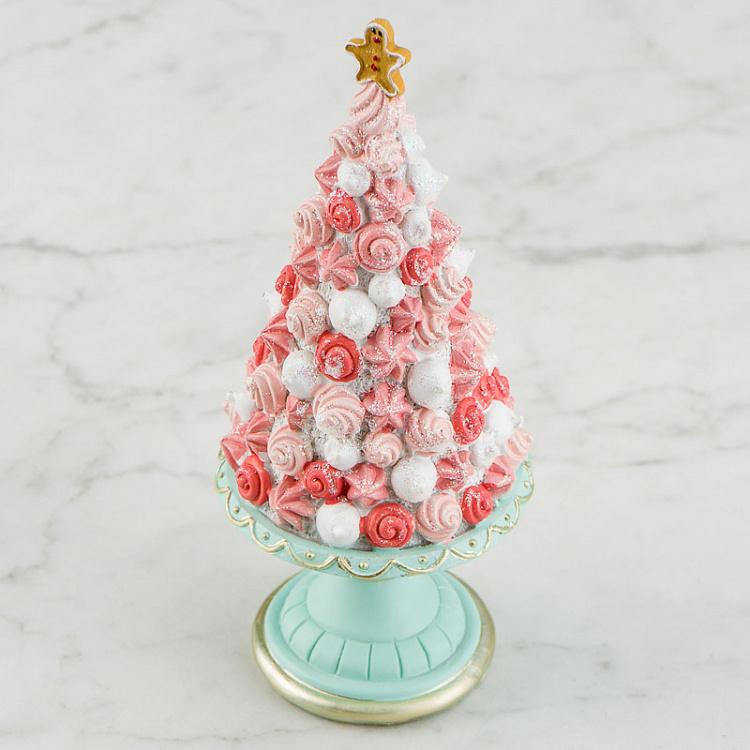 Новогодняя фигурка Сладкая ёлка зелёно-розовая Candy Cone Tree On Stand Pink Green 20,5 cm