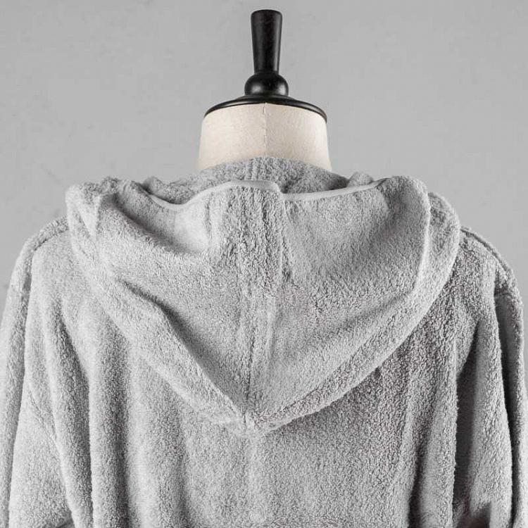 Серый махровый банный халат с капюшоном, размер XL CL Zero Twist Hooded Robe Grey XL