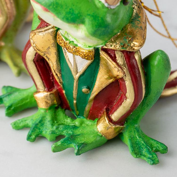 Набор из трёх ёлочных игрушек Принцы-Лягушки Set Of 3 Dressed Frog Princes Green 10,5 cm