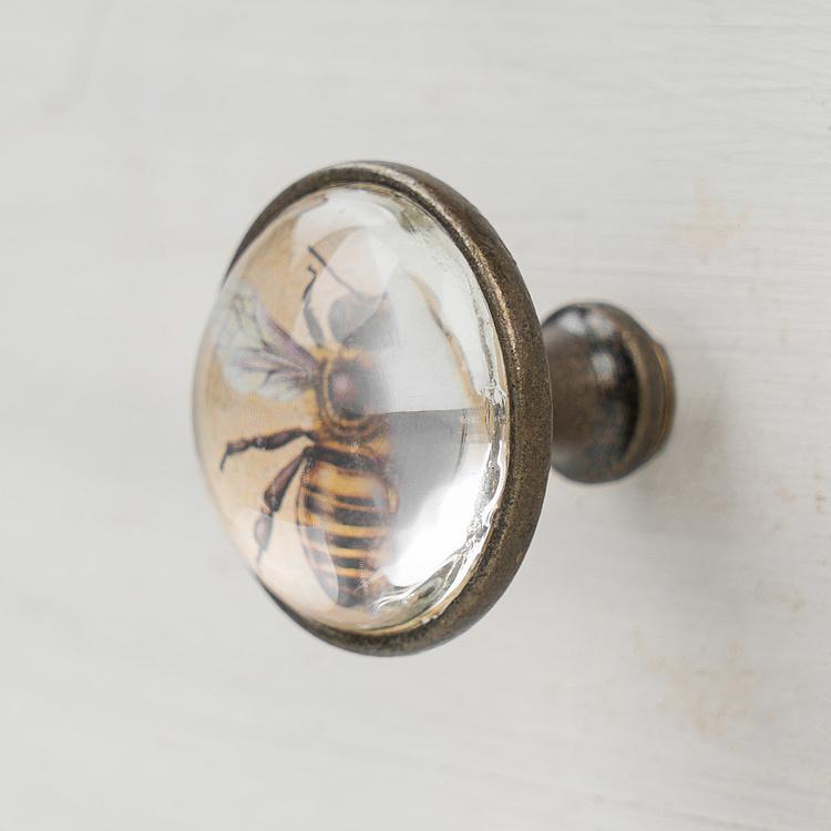 Стеклянная мебельная ручка Винтажная пчела Vintage Bee Metal Glass Knob