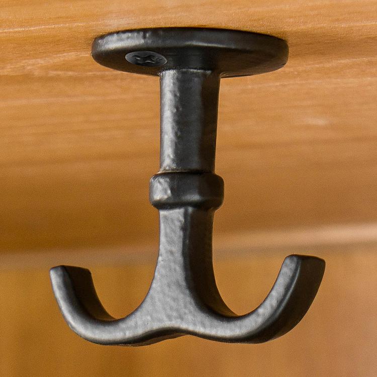 Двухрожковый потолочный крючок чёрный Double Hook Black Small