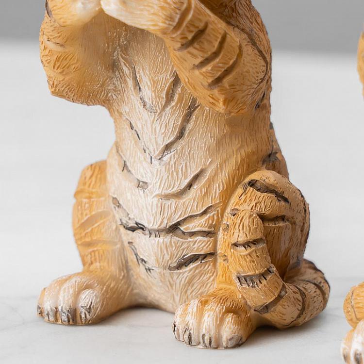 Набор из трёх статуэток Тигрята Не вижу, не слышу, не говорю Set Of 3 See/Hear/Speak No Evil Tigers Orange/White 10 cm
