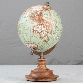 Vintage Globe Green Gold On Natural Base