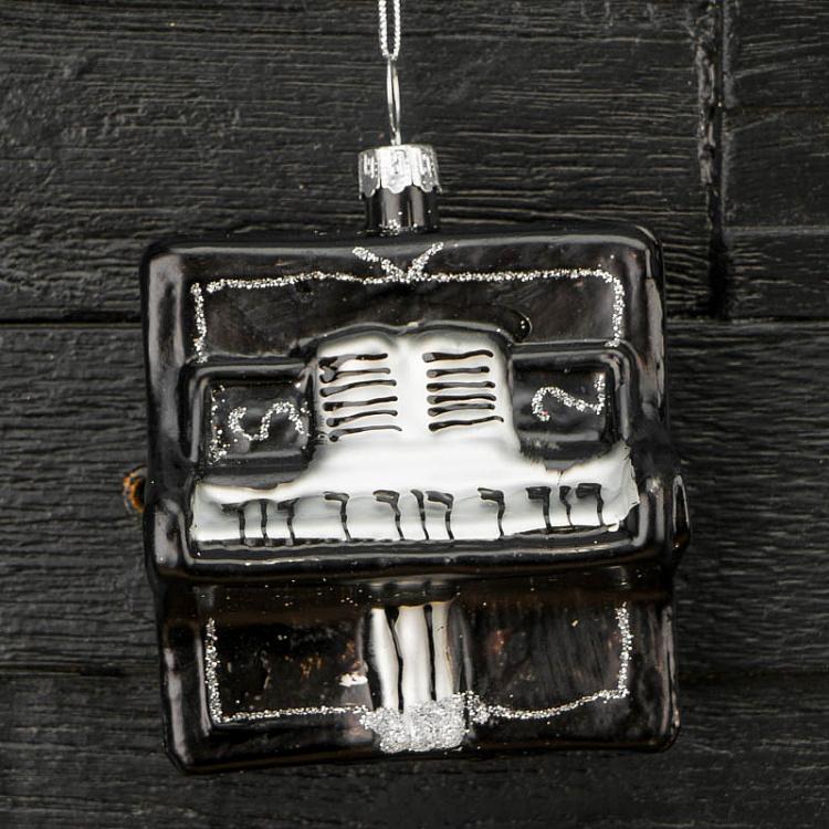 Ёлочная игрушка Пианино Glass Hanger Piano Black 9 cm